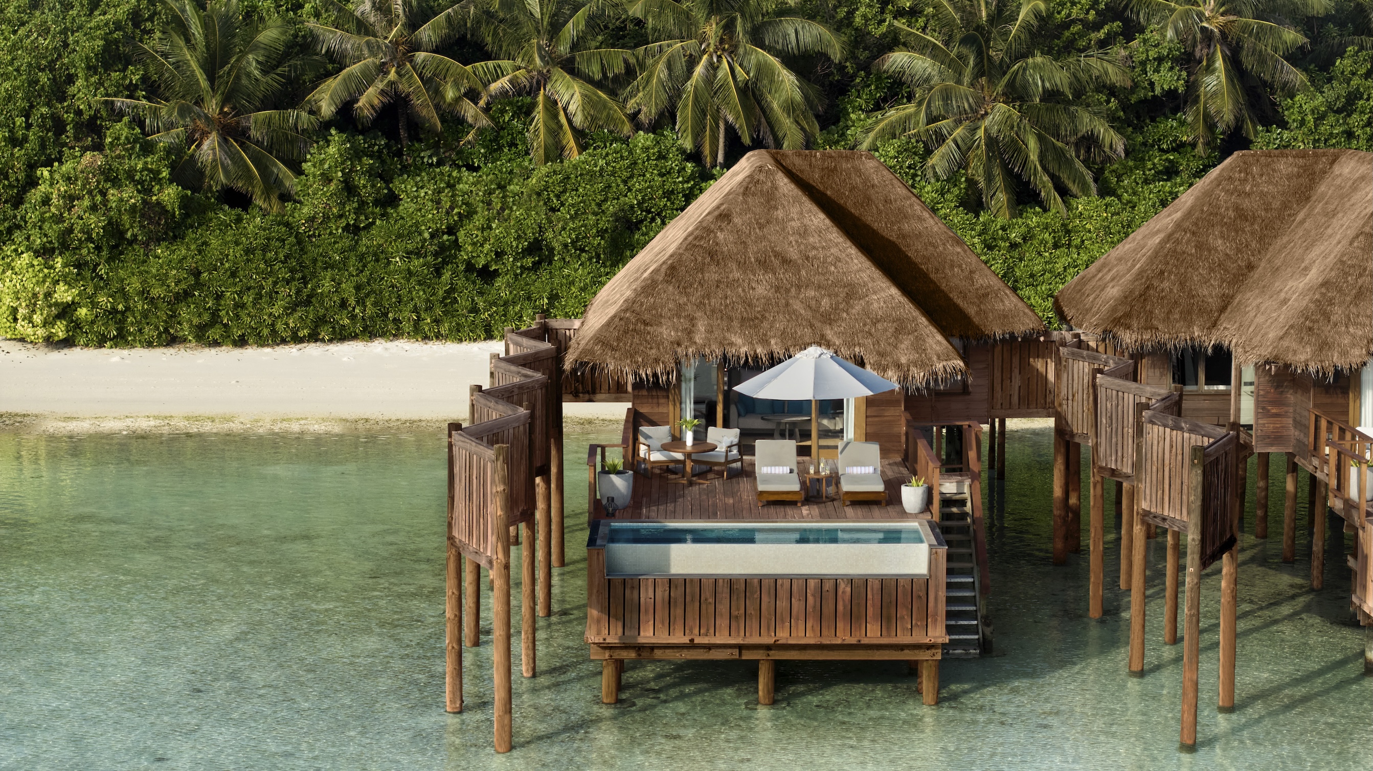 Conrad Maldives Rangali Island - Sunset Water Villa with Pool - One Bedroom Aerial View